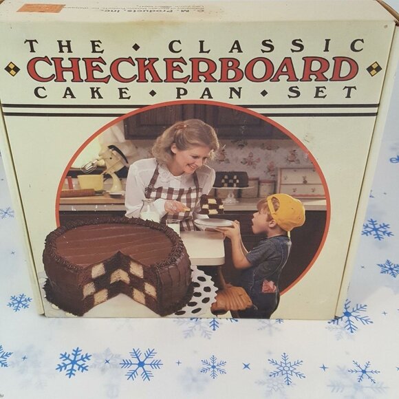 Vintage Checkerboard Cake Pan Bake King Classic 3 Pans Divider Metallic Baking - Picture 1 of 6